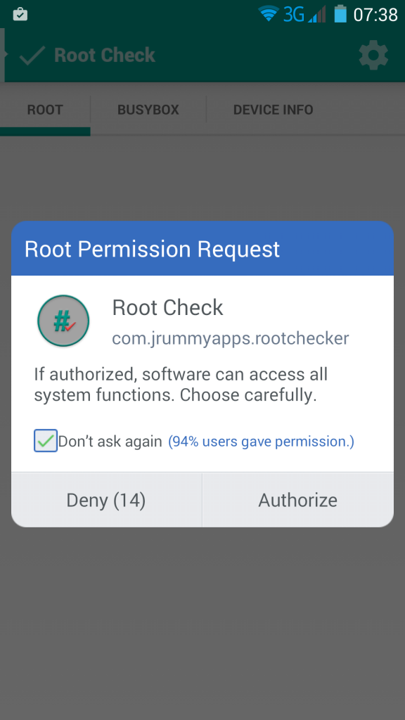 Check Root X5001 Meldung